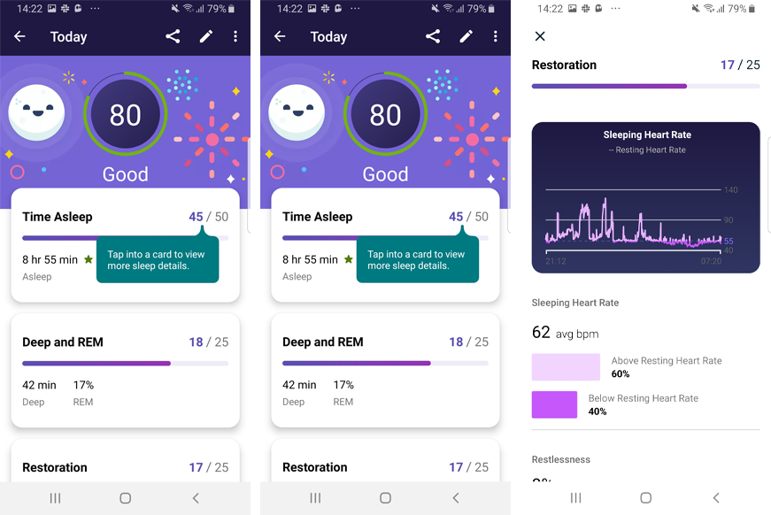 Записанный сон на часах Google Pixel Watch.